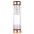 Infuseur de thé de pierres précieuses de nature personnalisée sans BPA en acier inoxydable à boire en verre borosilicaté Doudle bouteille d&#39;eau en verre avec cristal